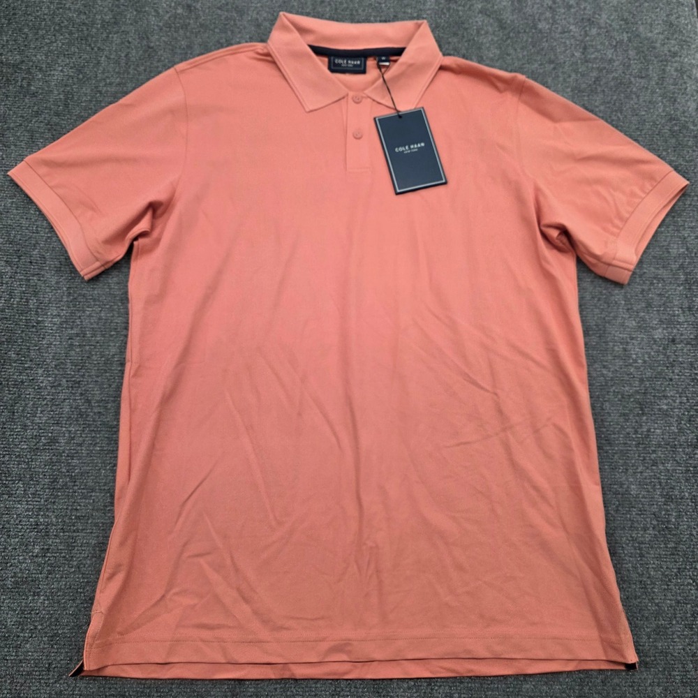 Cole Haan Mens Performance Polo Shirt Terra Cotta Orange Size Medium NWT